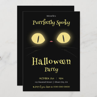 Invitación Fiesta de Halloween para los amantes de un gato ve