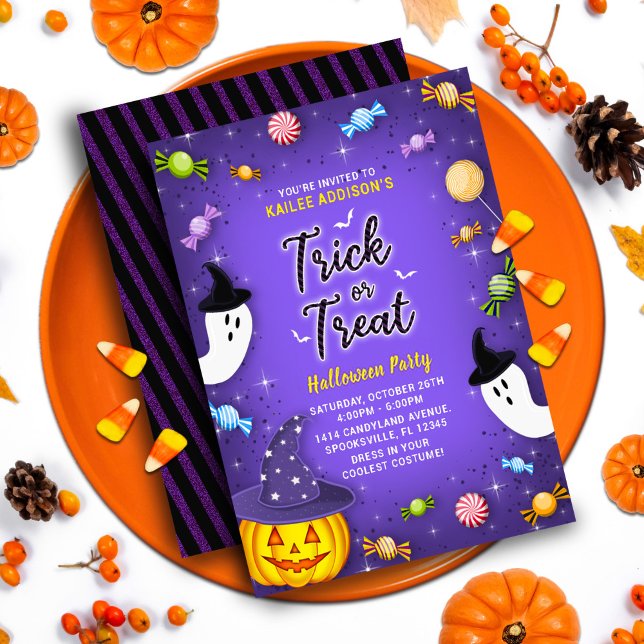 Invitación Fiesta de Halloween para los niños con truco morad (Subido por el creador)