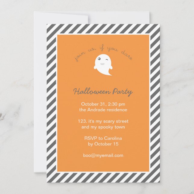 Invitación Fiesta de Halloween para los niños fantasmas de la (Anverso)