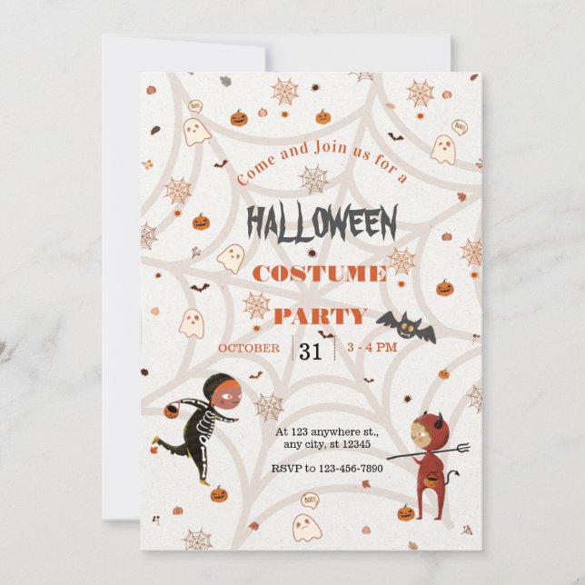 Invitación Fiesta de Halloween para Niños (Anverso)