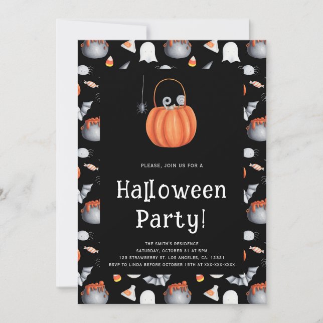 Invitación fiesta de Halloween para niños (Anverso)