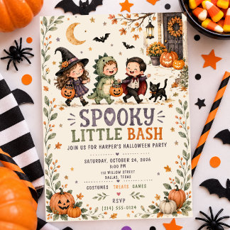 Invitación Fiesta de Halloween para niños con acuarela Spooky