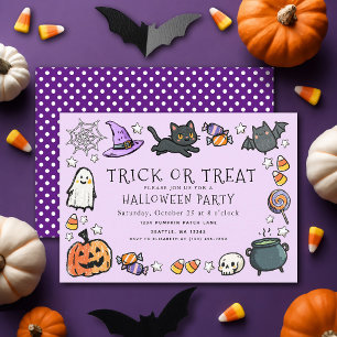 Invitación Fiesta de Halloween para niños con crayón de truco