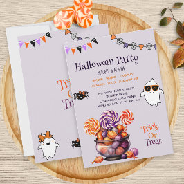 Invitación Fiesta de Halloween para niños con dulces colorido
