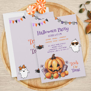 Invitación Fiesta de Halloween para Niños con Dulces de Calab