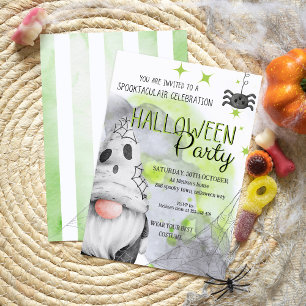 Invitación fiesta de halloween para niños de color verde gnom