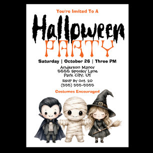 Invitación Fiesta de Halloween para niños de vampiro momia br