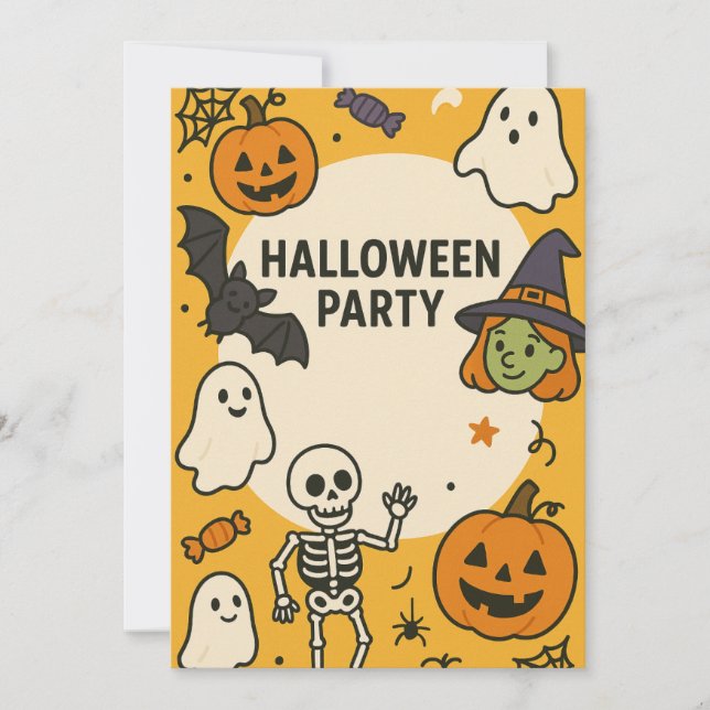 Invitación Fiesta de Halloween para niños divertidos (Anverso)