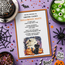 Fiesta de Halloween para niños Gato negro lindo Ca