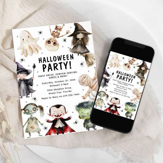Invitación Fiesta de Halloween para Niños Modernos (Subido por el creador)