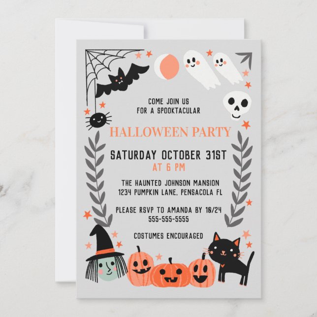 Invitación Fiesta de Halloween para niños pequeños (Anverso)