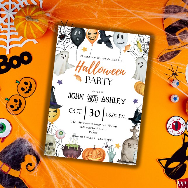 Invitación Fiesta de Halloween para Niños y Adultos Modernos (Subido por el creador)