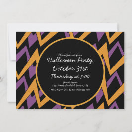 Invitación Fiesta de Halloween Patrón Geométrico Zig Zag