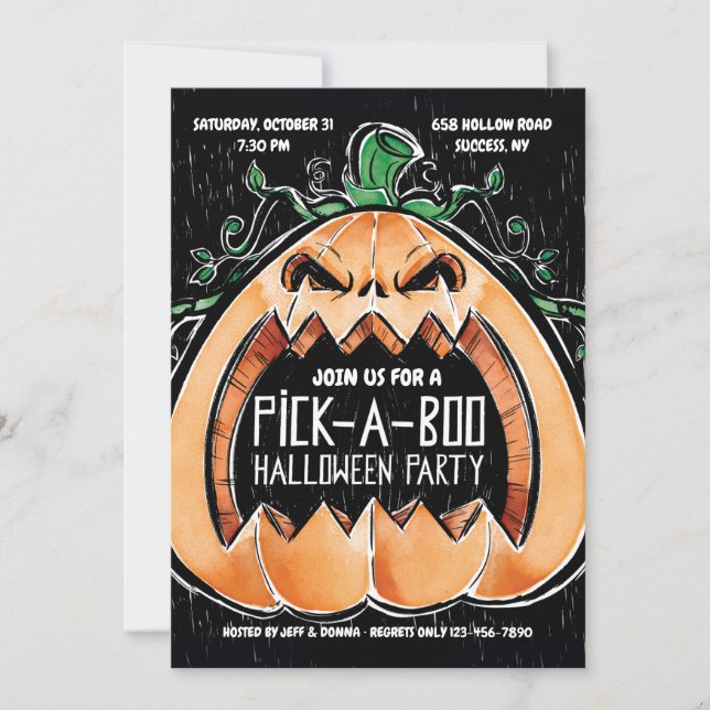 Invitación Fiesta de Halloween Peek-A-Boo (Anverso)