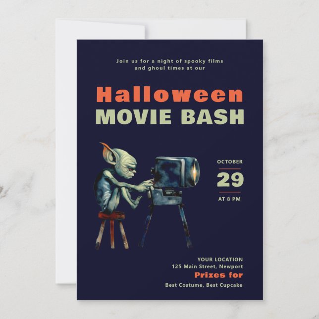 Invitación Fiesta de Halloween Películas Temerosas Noche Imp  (Anverso)