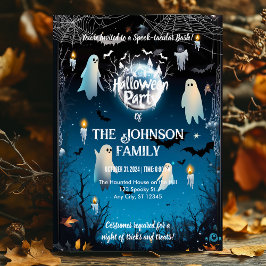 Invitación Fiesta de Halloween personalizada con fantasmas y