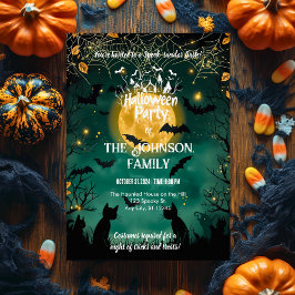 Invitación Fiesta de Halloween personalizada con murciélagos