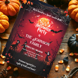 Invitación Fiesta de Halloween personalizado con murciélagos 