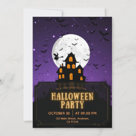 Invitación Fiesta de Halloween púrpura y Naranja