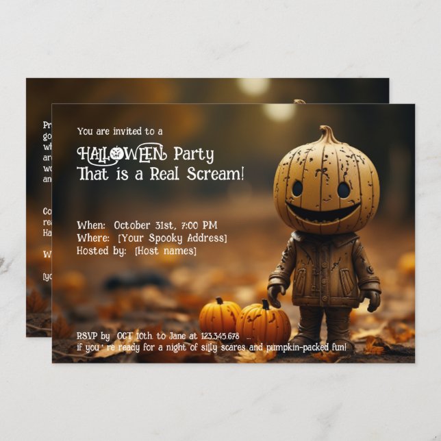 Invitación ¡Fiesta de Halloween que es un verdadero grito! (Anverso / Reverso)