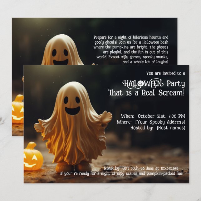 Invitación ¡Fiesta de Halloween que es un verdadero grito! (Anverso / Reverso)