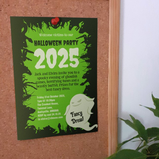 Invitación Fiesta de Halloween Ratas Verdes Oscuras Rastreada (Subido por el creador)