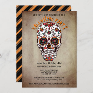 Invitación Fiesta de Halloween resalta el Día de los Muertos