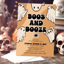 Invitación Fiesta de Halloween Retro Boos and Booze