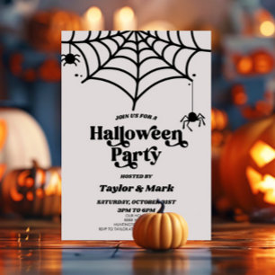Invitación Fiesta de Halloween Retro Spiderweb