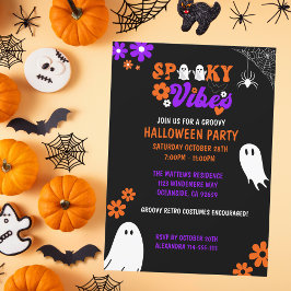 Invitación Fiesta de Halloween retrospectiva de vibraciones f