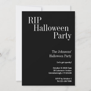 Invitación Fiesta de Halloween RIP en negro y blanco