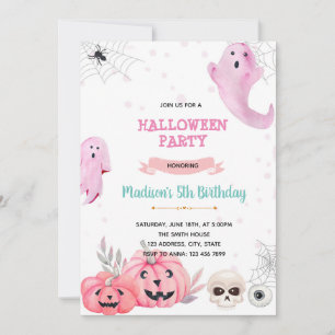 Invitación Fiesta de halloween rosa
