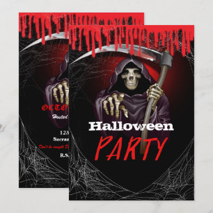 Invitación Fiesta de Halloween sangrienta de la Parca
