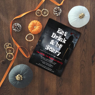Invitación Fiesta de Halloween Scary Eat Drink & Be Scary