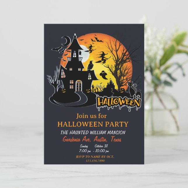 Invitación Fiesta de Halloween Scary Night Planner (Anverso de pie)