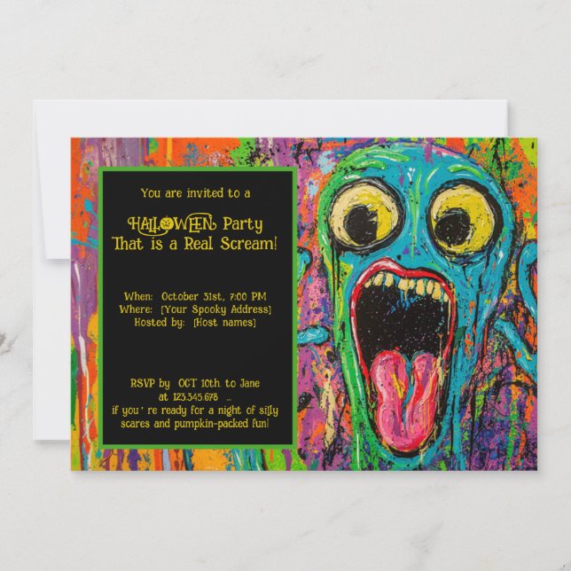 Invitación Fiesta de Halloween Scream-O-Rama (Anverso)