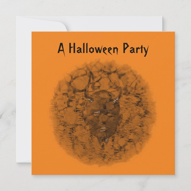 Invitación "Fiesta de Halloween" - Sepia oscura del diablo fa (Anverso)