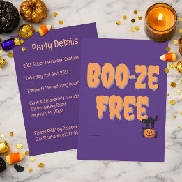 Invitación Fiesta de Halloween sin alcohol | Boo‑ze Free