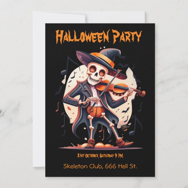 Invitación Fiesta de Halloween, Skeleton (Anverso)