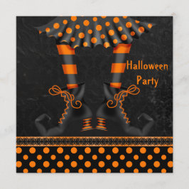 Invitación Fiesta de Halloween sobre las piernas brujas