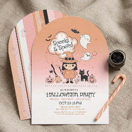 Invitación Fiesta de Halloween Spooks & Spells Arch Stripe ID