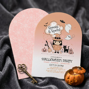 Invitación Fiesta de Halloween Spooks & Spells Arco Rosa ID13