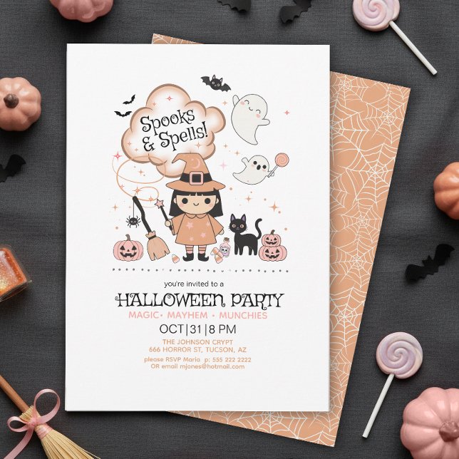 Invitación Fiesta de Halloween Spooks & Spells Naranja ID1325 (Subido por el creador)