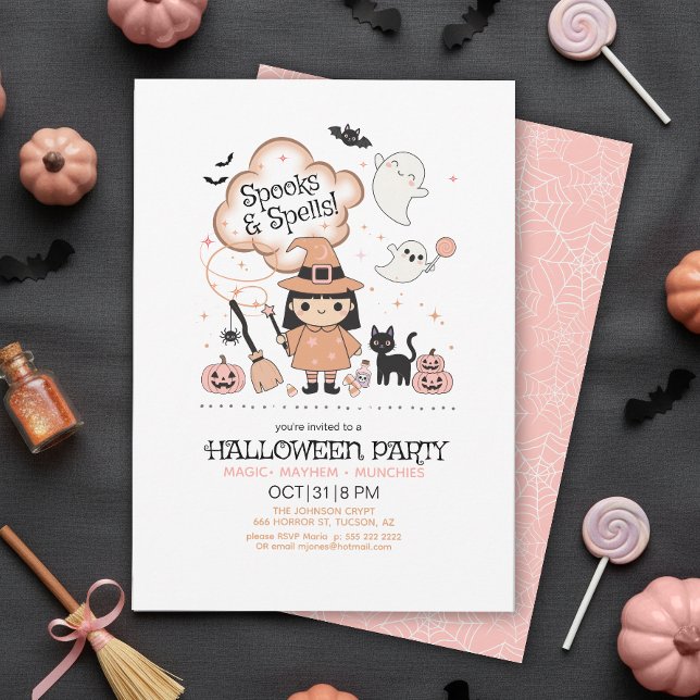 Invitación Fiesta de Halloween Spooks & Spells Pink ID1325 (Subido por el creador)