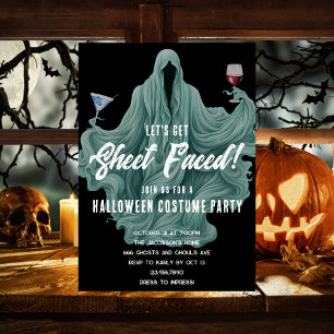 Invitación Fiesta de Halloween Spooky Ghost Let's Get Sheet F