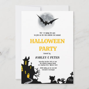 Invitación Fiesta de Halloween Traje Anual Casa Embrujada 