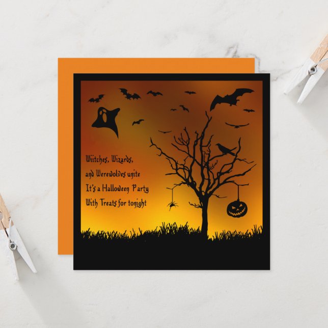 Invitación Fiesta de Halloween Tree Kids (Anverso/Reverso In Situ)