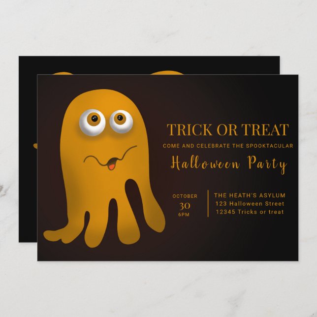Invitación Fiesta de Halloween Trick O Trek (Anverso / Reverso)