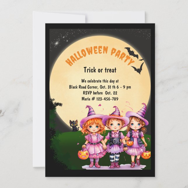 Invitación Fiesta de Halloween Trick o Trick (Anverso)