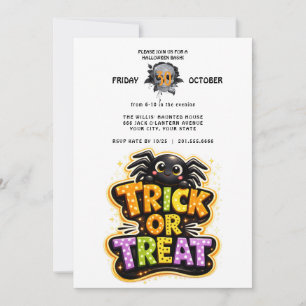 Invitación Fiesta de Halloween Truco o Trato de Araña Adorabl